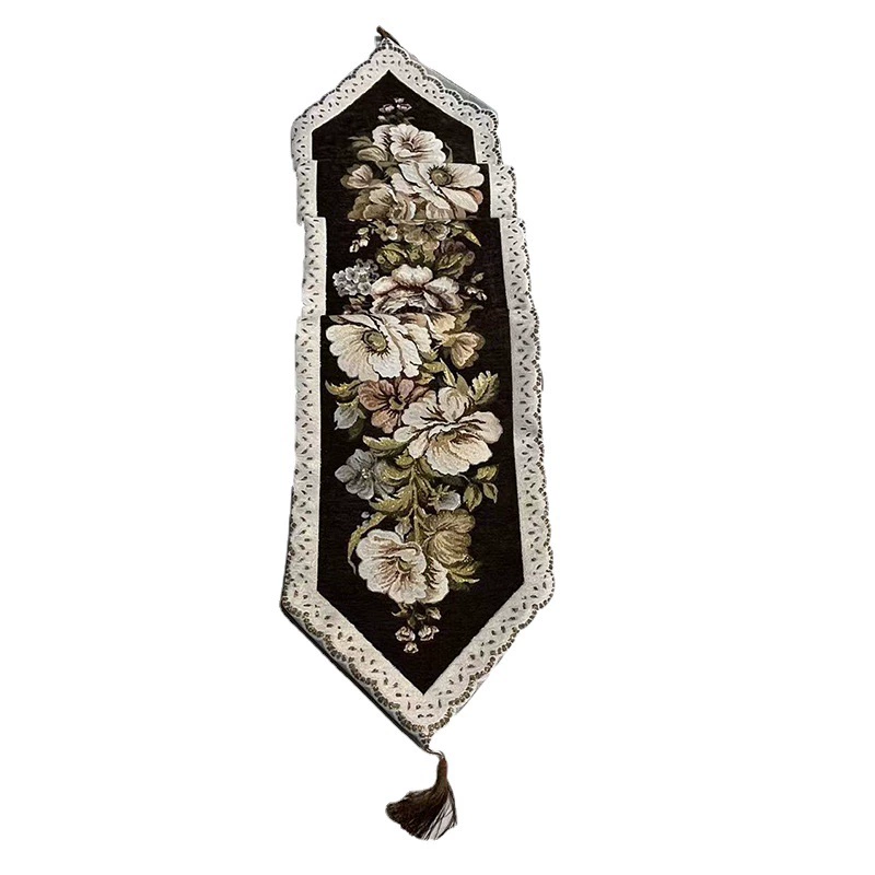 丽江南 Chenille Chinese style gold silk embroidery table flag Chinese ethnic suitable for Chinese elements hotel bedside flag