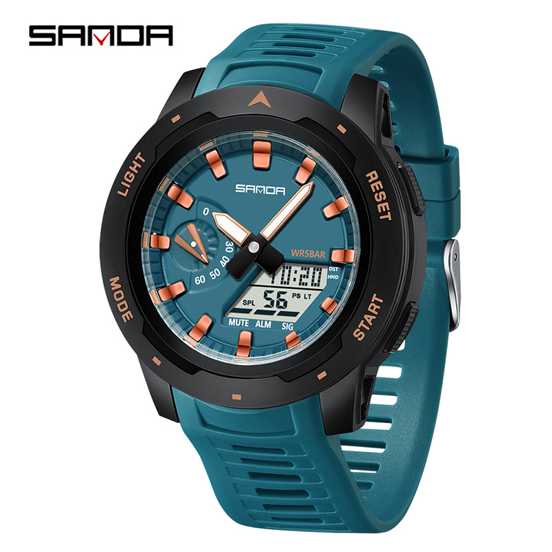 SANDA SANDA 3360 reloj de estudiantes moda multifuncional reloj deportivo al aire libre impermeable reloj electrónico de luz nocturna