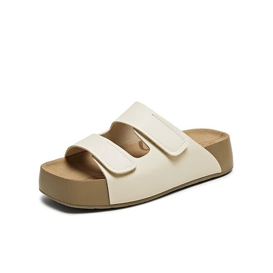 2025 Spring and Summer Frosted Genuine Leather Velcro Cork Thick Bottom Birkenneth Shoes Summer New Beach Sandals