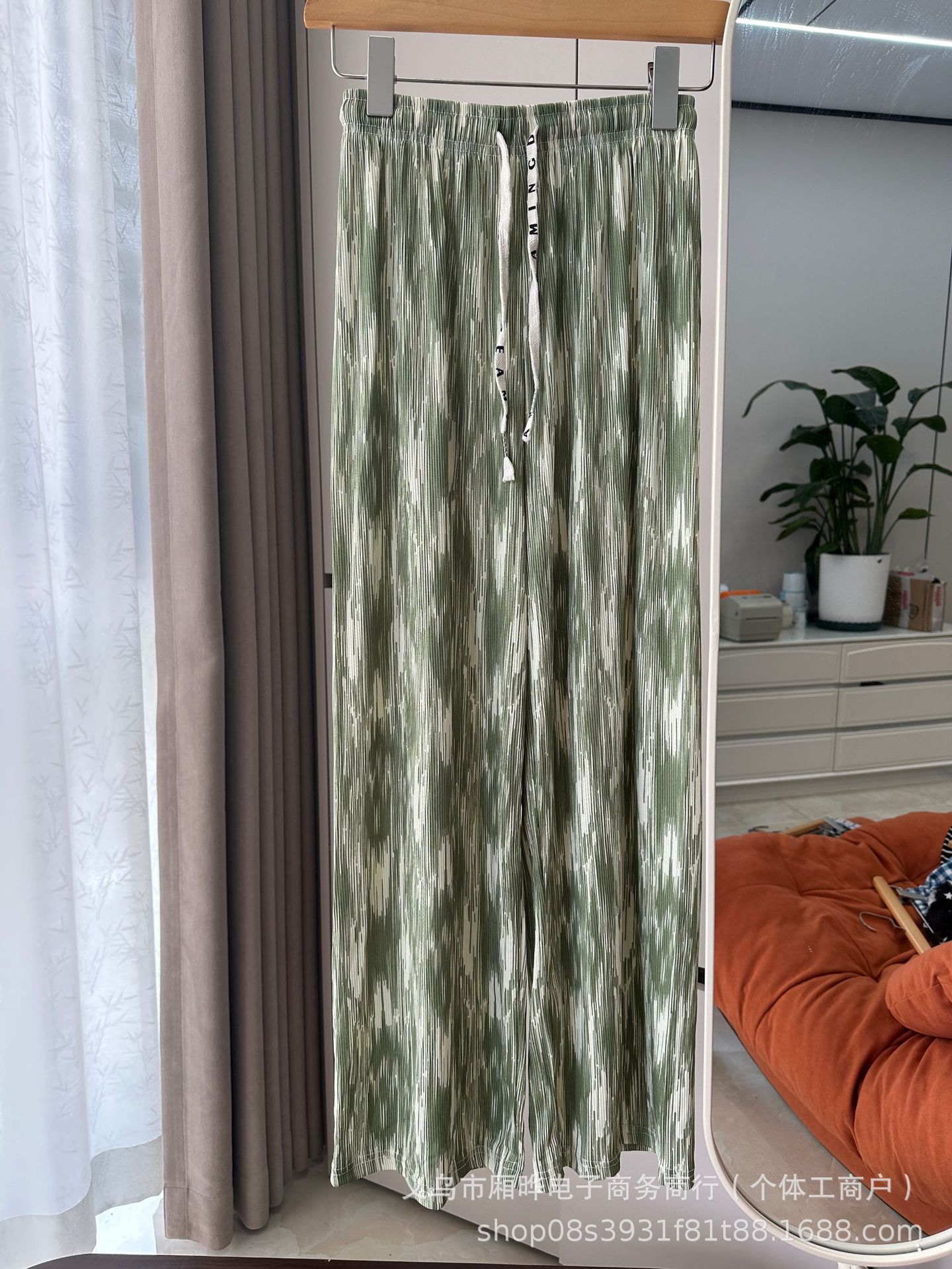 2025 nuevas mujeres de primavera y verano, pantalones anchos teñidos de seda de hielo, cintura alta, pantalones rectos sueltos, caída, todo fósforo, delgado