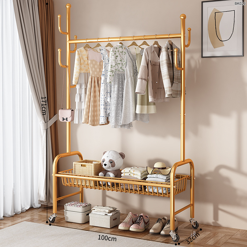 Percha de secado piso dormitorio balcón doméstico colgar ropa percha de sombrero plegable simple interior móvil barra de secado de ropa