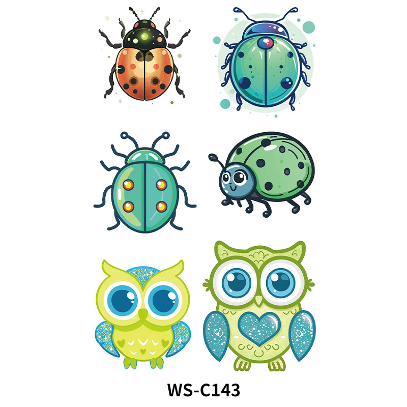 Nuevo punto brillante tatuaje pegatina impermeable y resistente al sudor dibujos animados para niños dinosaurio unicornio insecto tatuaje pegatina