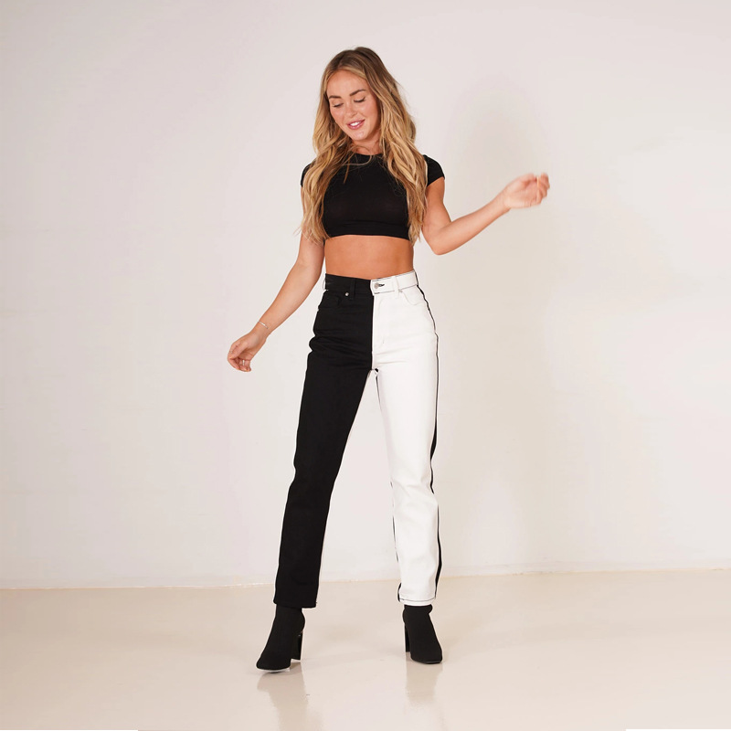 Jeans de Cintura Alta Elásticos y Rectos de Moda Europea y Americana de Amazon, Primavera/Verano 2024, Disponibles Ahora en Xintang Denim