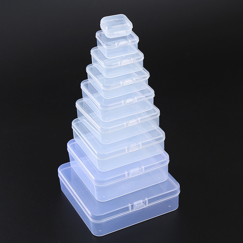 Square transparent plastic box hardware parts fishing gear packaging box PP empty box jewelry small card wearing armor storage box