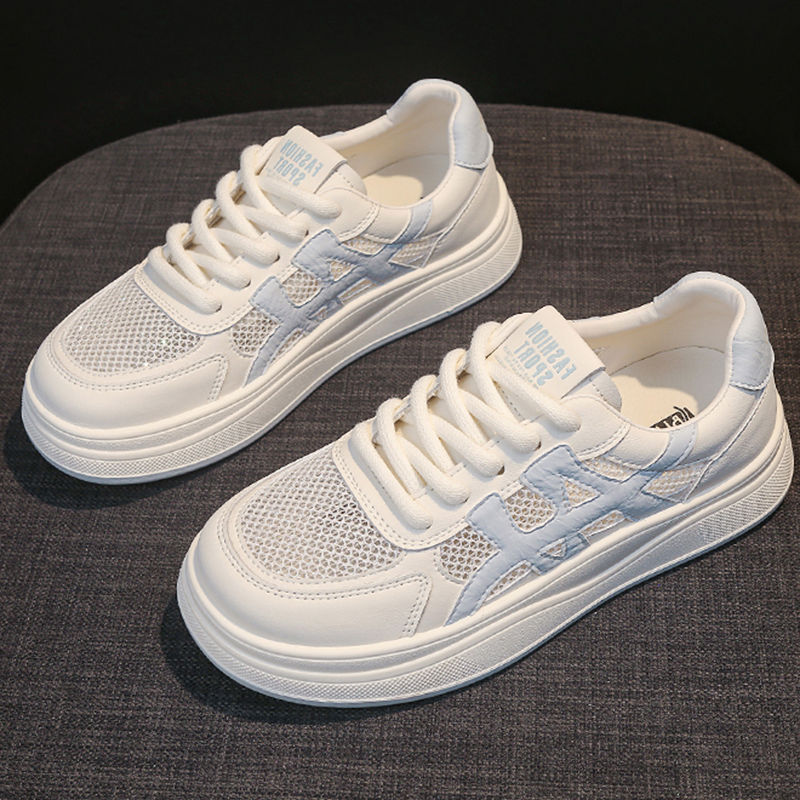 Mesh Shoes for Women, Breathable Mesh 2025 New Summer Cut Out Large Mesh White Shoes with Skirts, Soft Sole Thin Sneakers