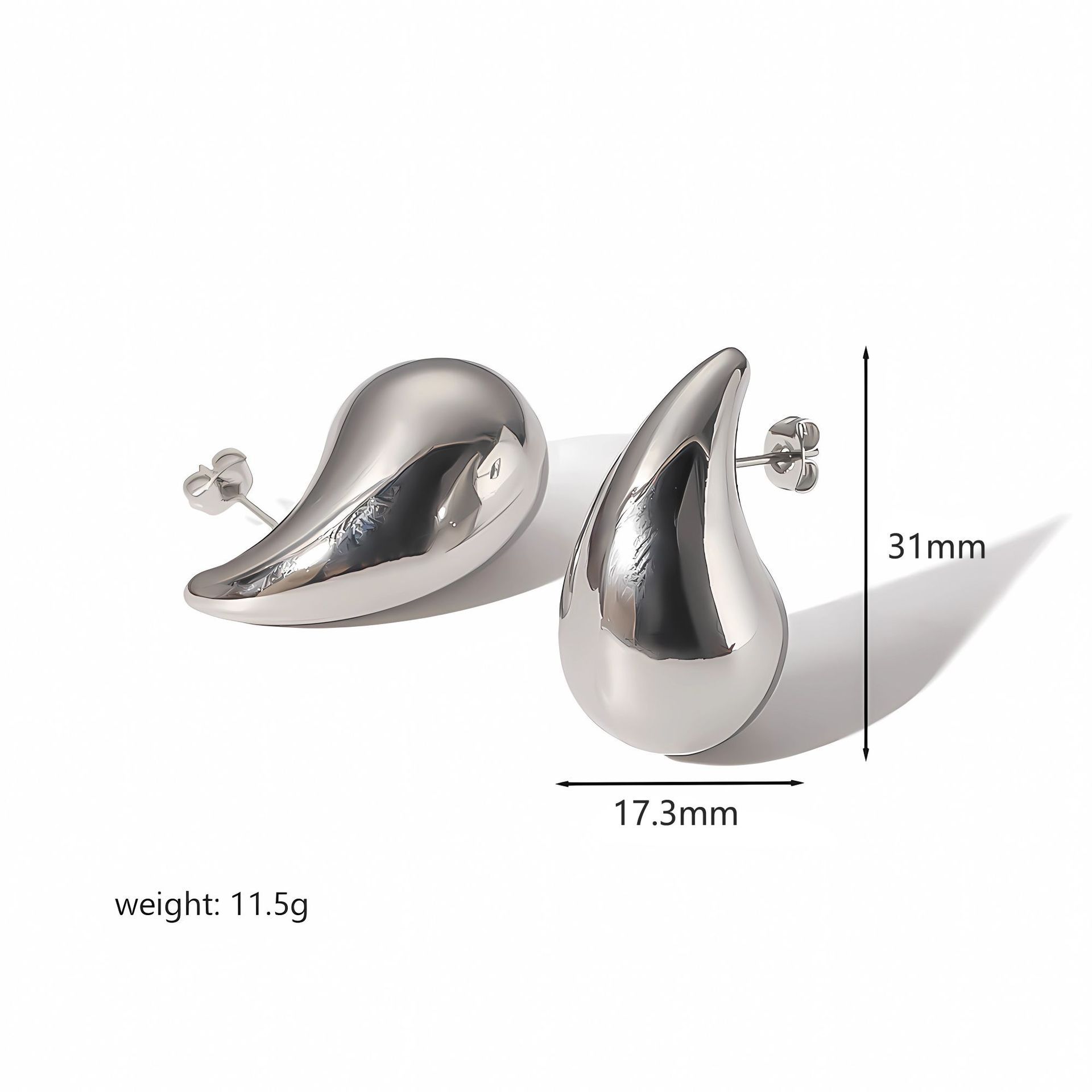 13g Weight Zircon Inlay Material Earrings, Necklace Classification 1 Pair Quantity Daily Occasion Stainless Steel Material Water Droplets Pattern Women's Gender Plating, Inlay Design Simple Style Style Simple Style Water Droplets Stainless Steel Plating Inlay Zircon Earrings Necklace 4