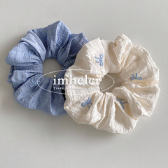 韓国版の刺繍の蝶結びのしわの大腸の髪の輪 ~ 甘い妹の優しさは馬の尾の皮の筋の髪の縄の新型の女性を刺します