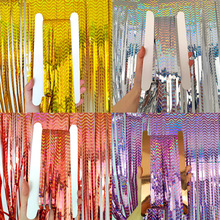 跨境1*2米雨丝帘镭射波纹雨丝场景布置道具婚礼背景拍照场景批发