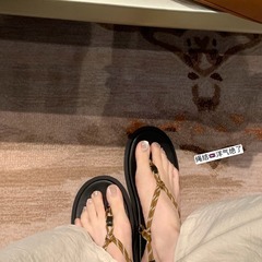 葡萄媽studiolee 閃閃水鑽平底繩結百搭休閒夾趾外穿人字拖鞋女