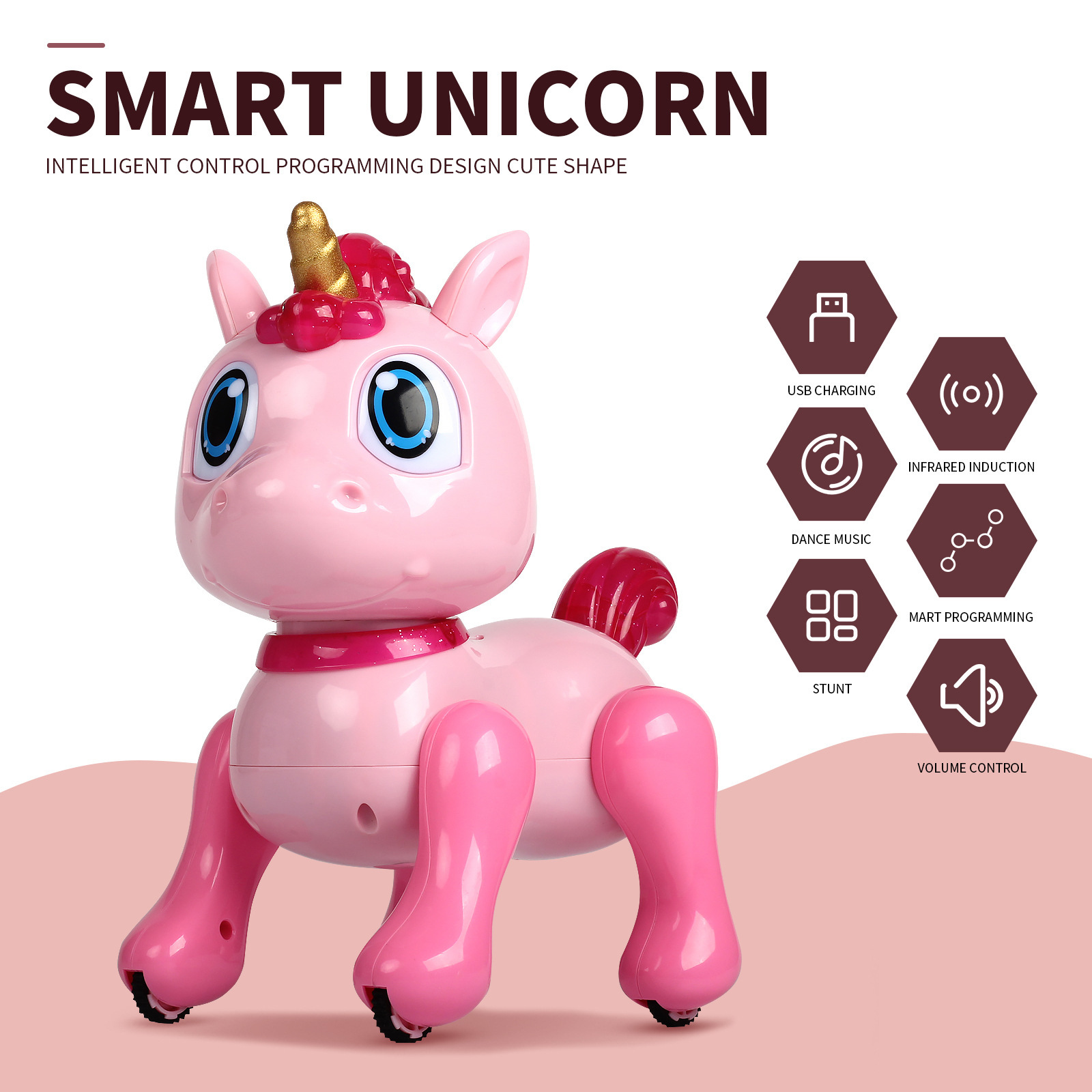 Cross border remote control Adorable pet unicorn multi-function Handstand dance programming charge Puzzle Early education children Toys