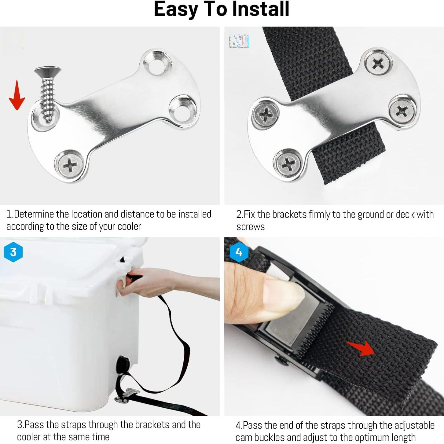 (2개) 해양 하드웨어 요트 액세서리 스테인레스 스틸 304 웨빙 버클 고정 버클 압력 플레이트 웨빙 압력 플레이트 | 버클 도매