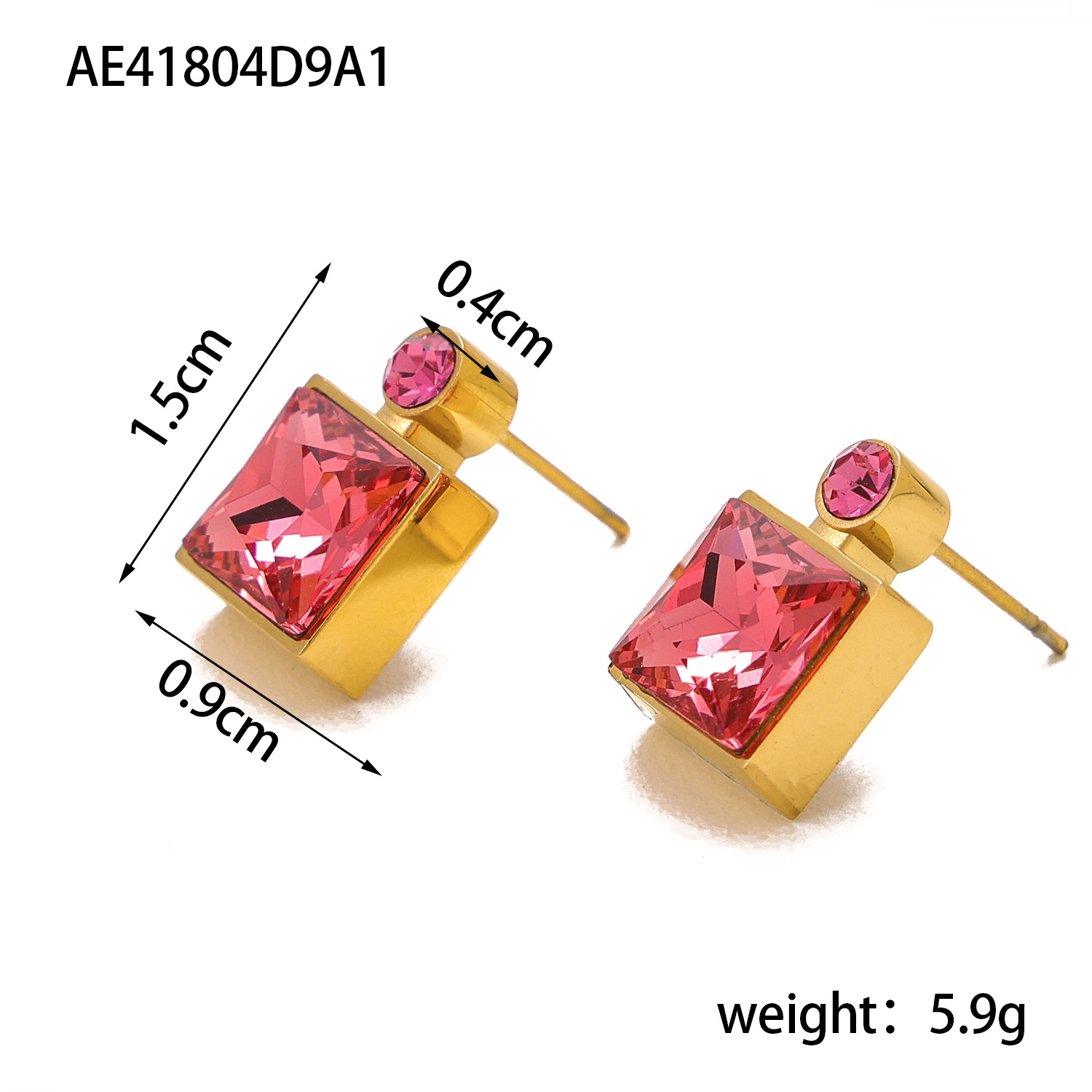 5g Weight Titanium Steel Ear Needle Material Zircon Inlay Material Ear Studs Classification 1 Pair Quantity Holiday, Daily Occasion Titanium Steel Material Square Pattern Women's Gender Plating Design Basic, Modern Style, Classic Style Style 1 Pair Basic Modern Style Classic Style Square Plating Titanium Steel Zircon Ear Studs 3