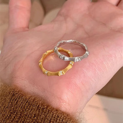 925純銀鋯石節節高升竹節戒指女冷淡風指環小眾輕奢高級感食指戒