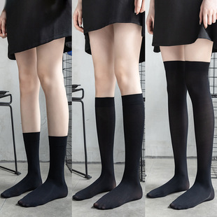 Calf Socks Jk Socks Women's Velvet Black Ice Silk Over-The-Knee Socks Mid-Calf Socks Short Socks Long Socks Sweat-Absorbent and Anti-Chafing