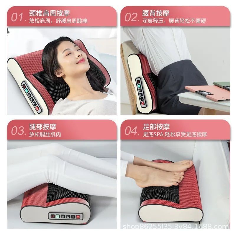 肩と首の多機能マッサージャー電気温湿布バックマッサージ枕腰エアバッグハンドコントロールスマートマッサージクッション|undefined