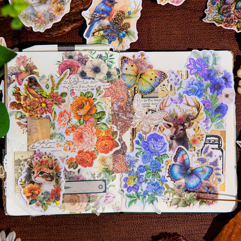 Стикеры Янцзи, серия великолепного сна, ретро цветок и птица, руководство DIY, пост 30 в 6 секций