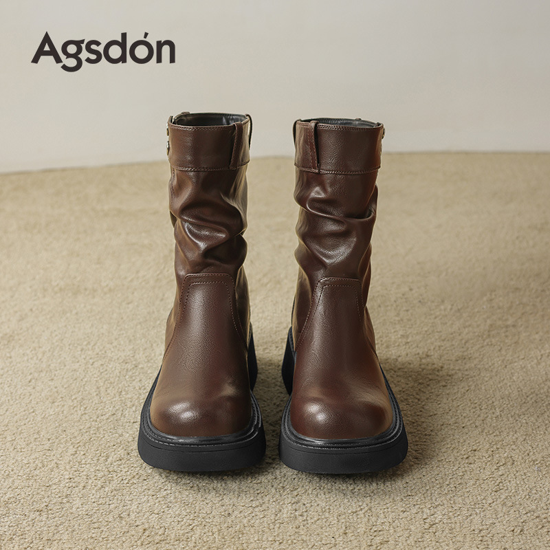 Botas cortas marrones para mujeres 2026 nuevo otoño y invierno retro con suela gruesa de tubo medio Meiradega vello botas Martin