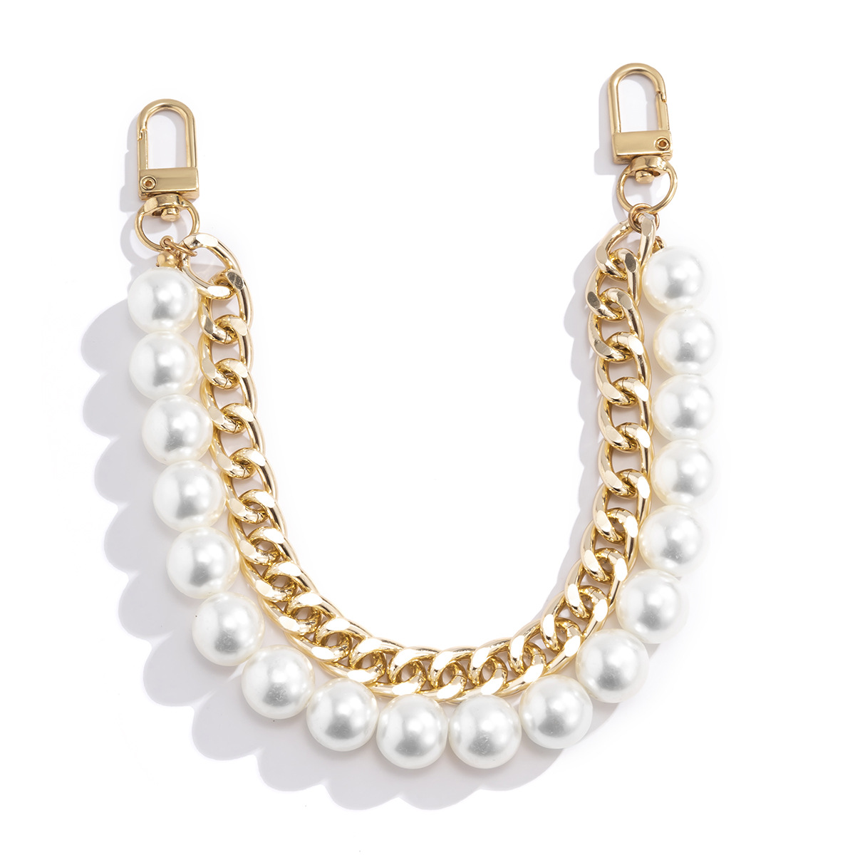White Gold Alloy Pearl Bag Chain display picture 1