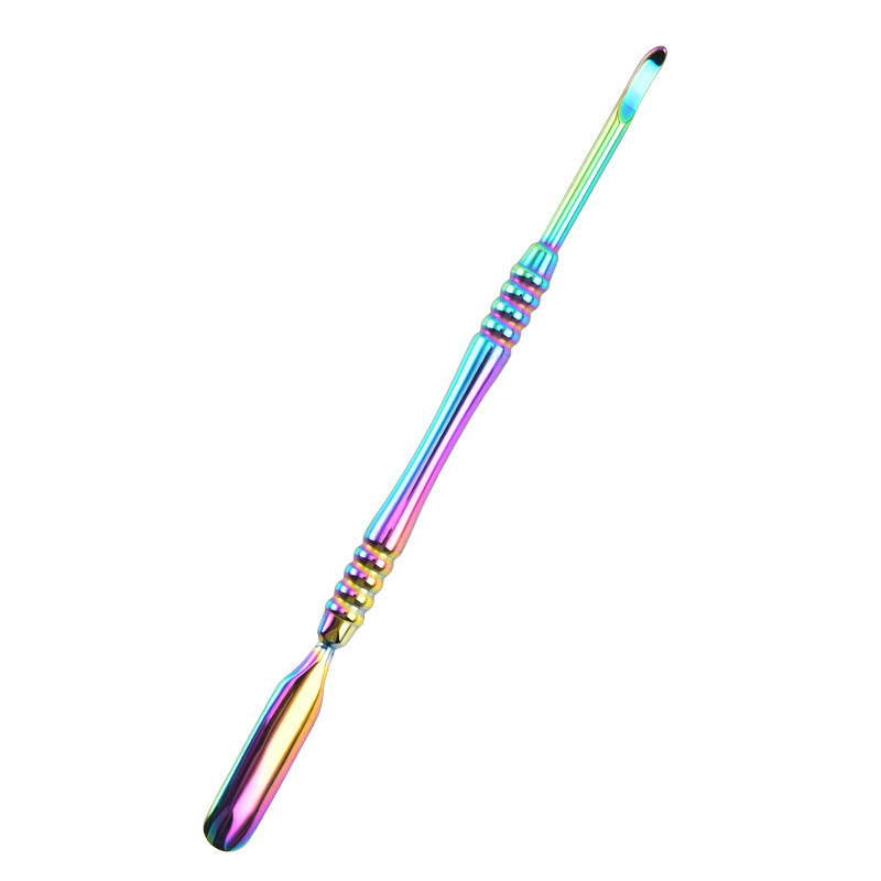 Nuevo color mágico manicura acero empuje piel muerta empuje removedor de uñas empujador de uñas doble cabeza doble uso manicura herramienta traje transfronterizo