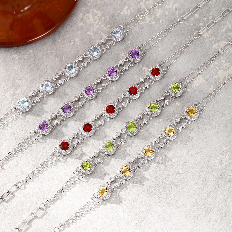 S925 pulsera de plata esterlina moda femenina piedra natural de alta calidad pulsera japonesa y coreana dedicada transfronteriza joyería de plata personalizada