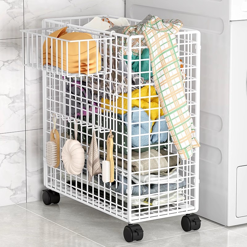 Dirty Clothes Basket for Dirty Clothes Storage Basket Laundry Basket Household Foldable Bath Toilet Bathroom Artifact with Wheels