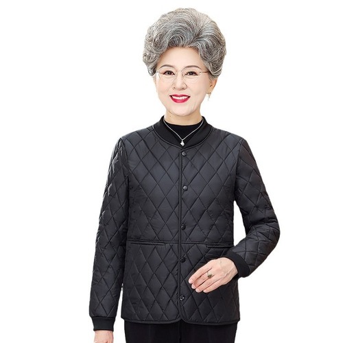 Stylish, warm, lightweight, loose-fitting cotton jacket for middle-aged and elderly women, women's cotton coat, autumn and winter clothing, mother's cotton puffer jacket
