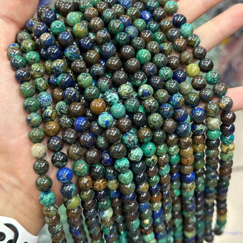Natural Phoenix Lapis Lazuli Scattered Beads Azurite Malachite Round Beads Azurite Malachite Long Chain