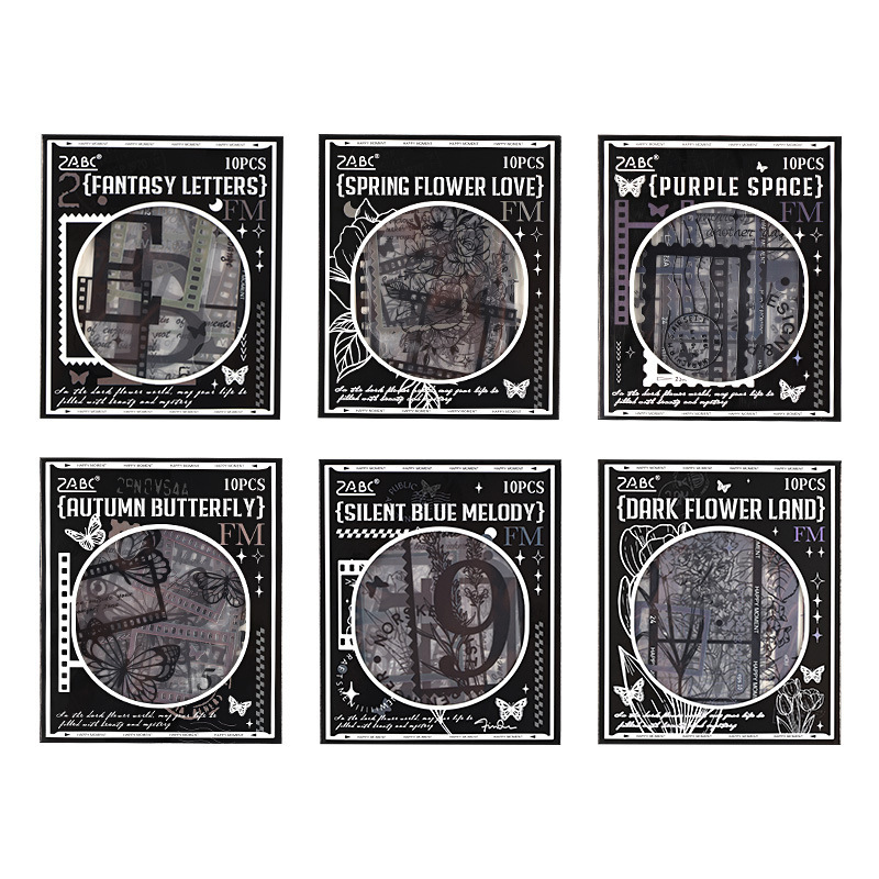 Oscuro elegancia flor Yun niebla superficie impermeable pet pegatinas diy diario pegatinas transfronterizas retro película material de decoración pegatinas