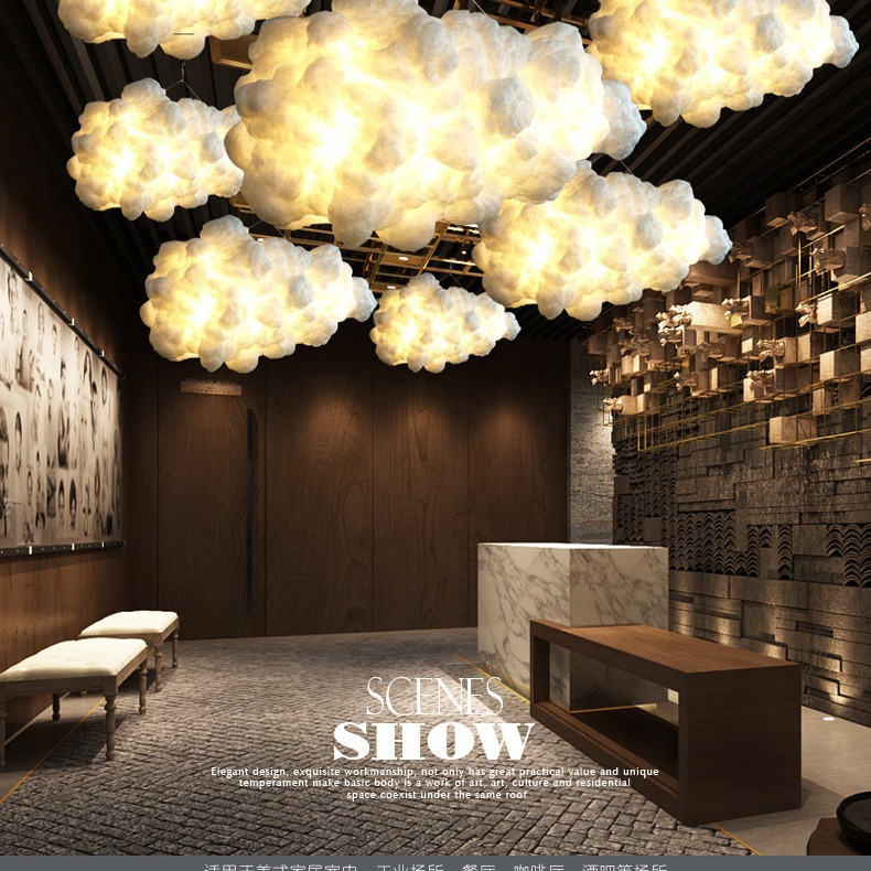 Nube de algodón nórdico LED lámpara restaurante tienda de ropa Barra de vino decoración de la ventana creativa simple lámpara de nube blanca