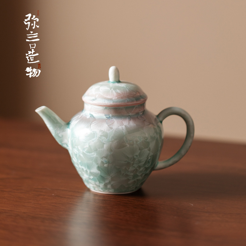 弥言结晶釉窑变陶瓷茶壶纯手工泡茶壶茶杯功夫茶具简约现代手执壶|undefined