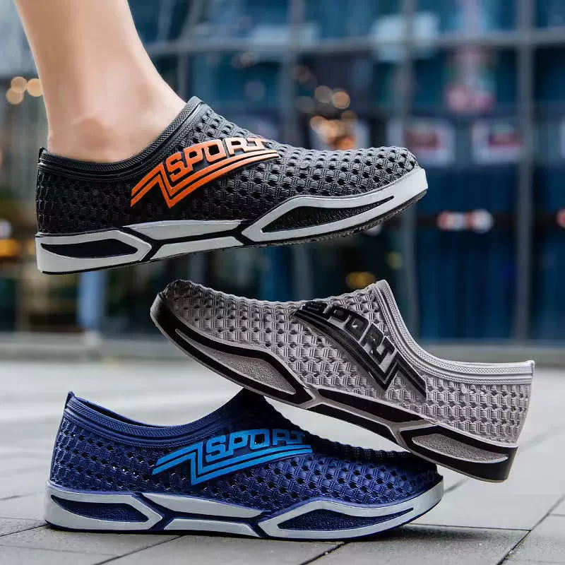 厂家直销洞洞鞋男夏季防滑透气休闲厚底外穿软底包头沙滩男士凉鞋