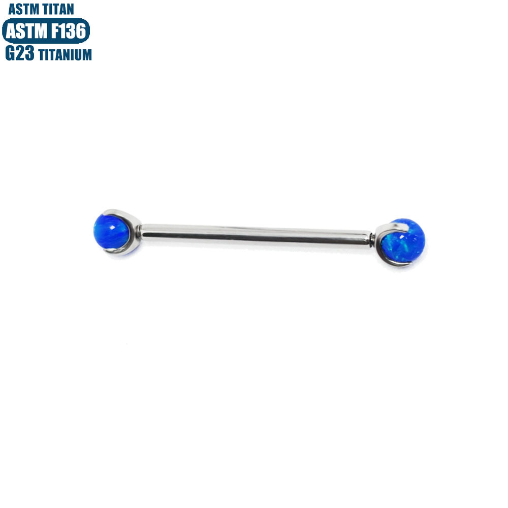 F136 Titanium Opal Lip Tongue Barbell 16G Internally Threaded Body Piercing Jewelry Straight Bar detail image 10