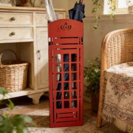 复古方形雨伞架-红色电话亭造型酒店餐厅民宿沥水架摆件置物装饰