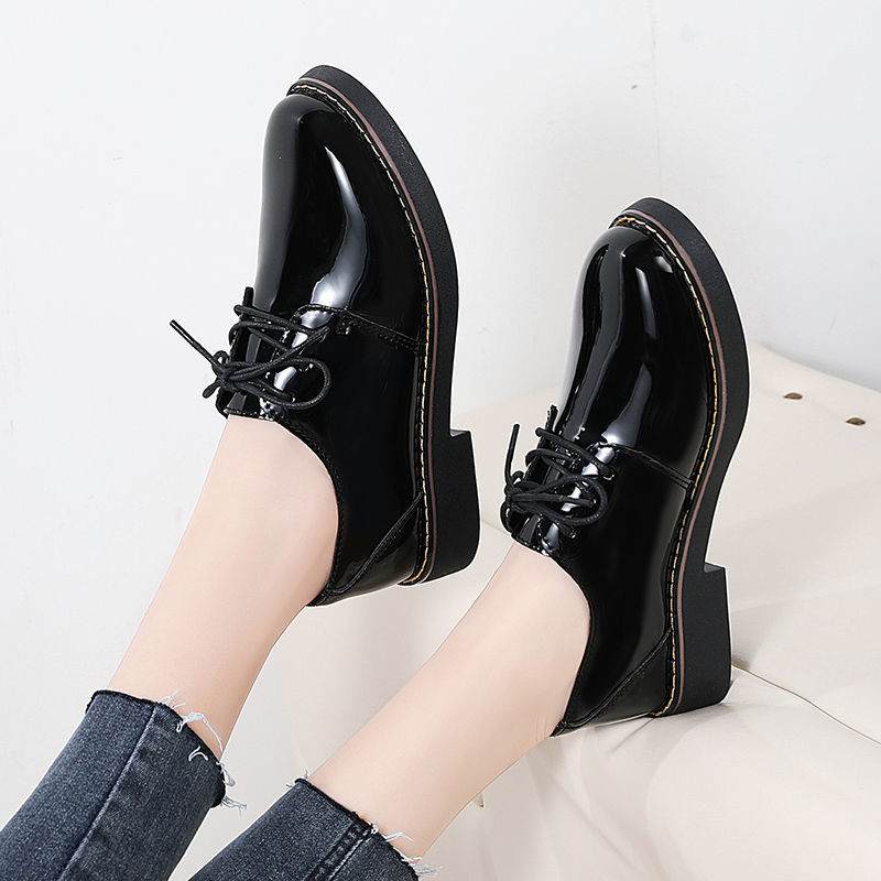 Wind-Kleinleder für Damen, weiche, rutschfeste schwarze Berufsarbeitsschuhe, einzelne Schuhe im englischen Stil mit flacher Sohle_voghion.com