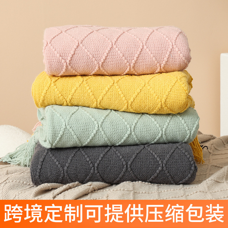 Hotel and B&B Bedside Towel, Home Living Room Decoration Knitted Blanket, Nordic Simple Sofa Cover Blanket, Nap Blanket