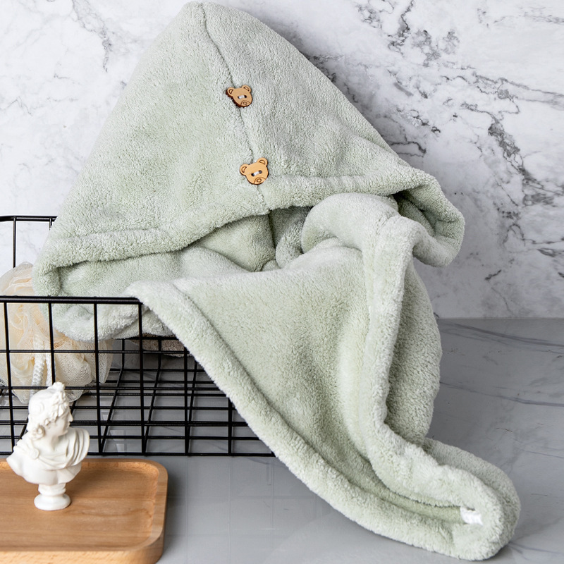 Coral Velvet Hair Drying Cap, Double-Layer Thickened Hair Towel, Household Head-Wrapping Towel, Kids' Quick-Dry Towel, Bath Cap – Wholesale