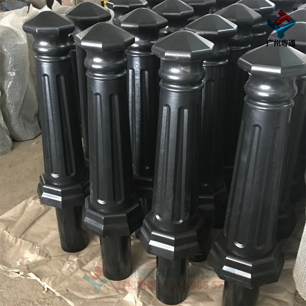 黑色烤漆八角形铸铁罗马柱马路牙子斜坡垫市政道路护栏