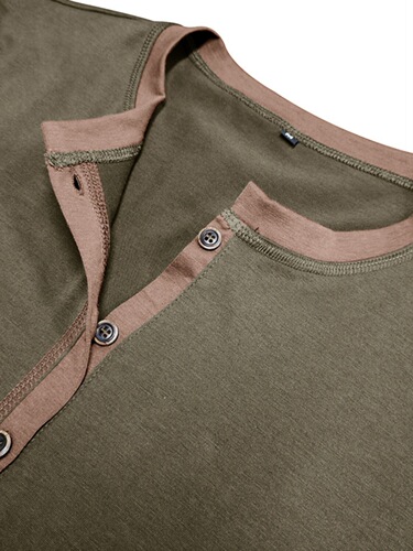 Short-sleeved Henley crewneck T-shirt summer men's short-sleeved shirt round collar t-shirt