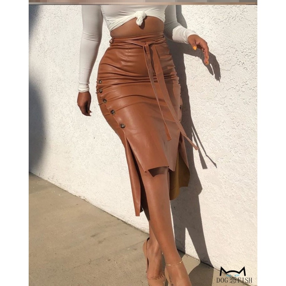 Leather skirt 2021 autumn and winter Eur...