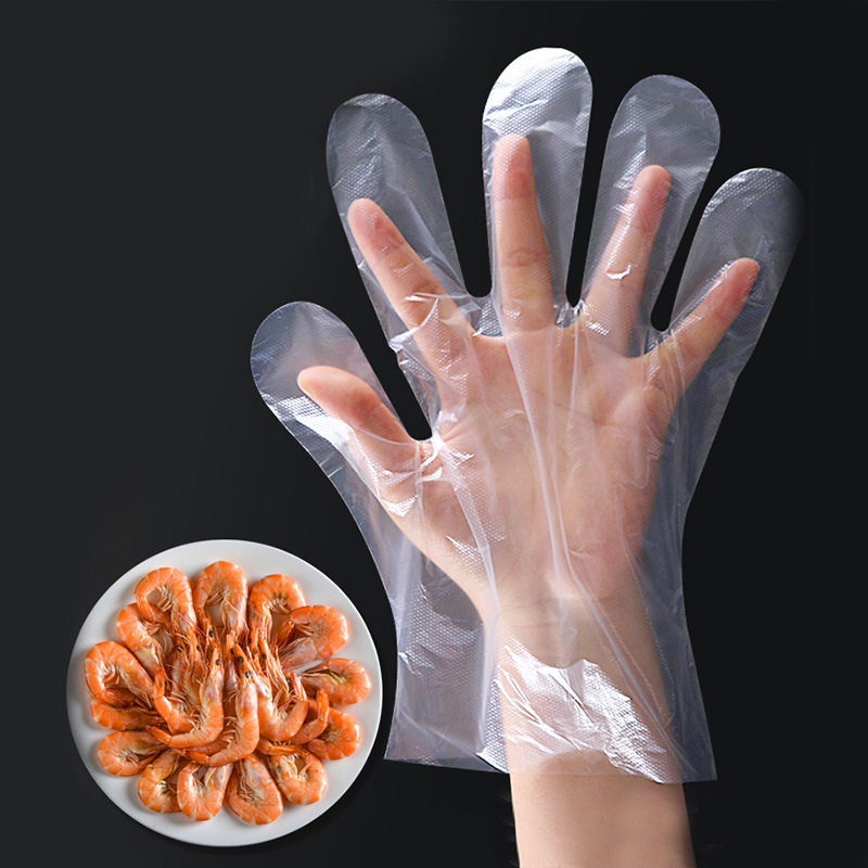 Household kitchen thickened plastic disposable gloves hygiene PE film food service eat lobster baking food transparent
