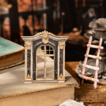 美好的一天复古门窗主题硬卡贴纸 古典庄园系列手帐素材装饰拼贴