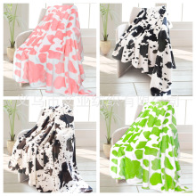 奶牛印花毛毯 柔软舒适毛绒 轻质黑色奶牛毯温暖毛绒法兰绒棕色牛