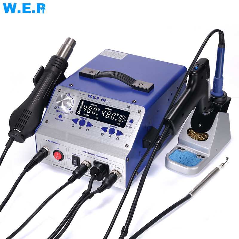 WEP948 Two-in-one Hot Air Desoldering Station Electric Soldering Gun Vacuum Pump Desoldering Device Powerful Soldering Gun Electric Soldering Iron