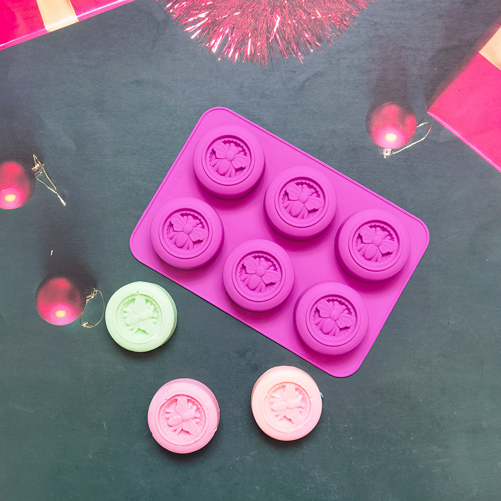Silicone 6 con jabón de abeja redondo 563 molde de pastel aromático pudín congelado molde de pastel de mousse