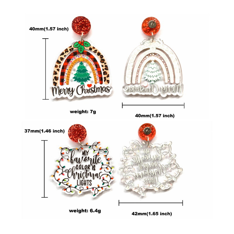 Arylic Material Christmas Festival Christmas Tree, Letter Pattern 1 Pair Cartoon Style Christmas Tree Letter Arylic Earrings