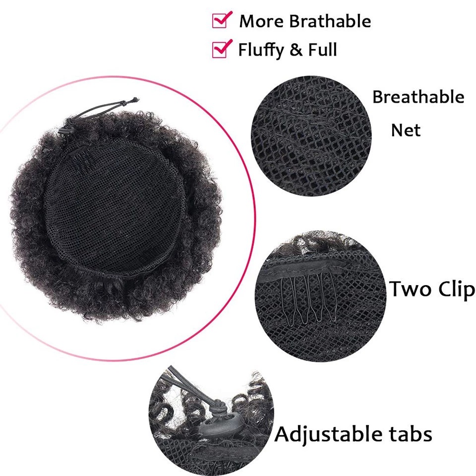 Queue de cheval à cordon afro-américaine chignon synthétique_voghion.com