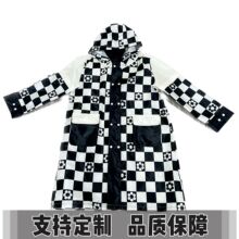2024新款黑白花朵可拆卸袖帽成人防雨水时尚全身徒步雨衣户外