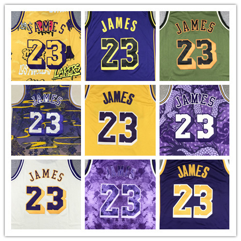 Basketball Jerseys Wholesale Lakers No. 23 Lebron James Embroidery Version Jersey Uniform Foreign Trade Basketball Jerseys