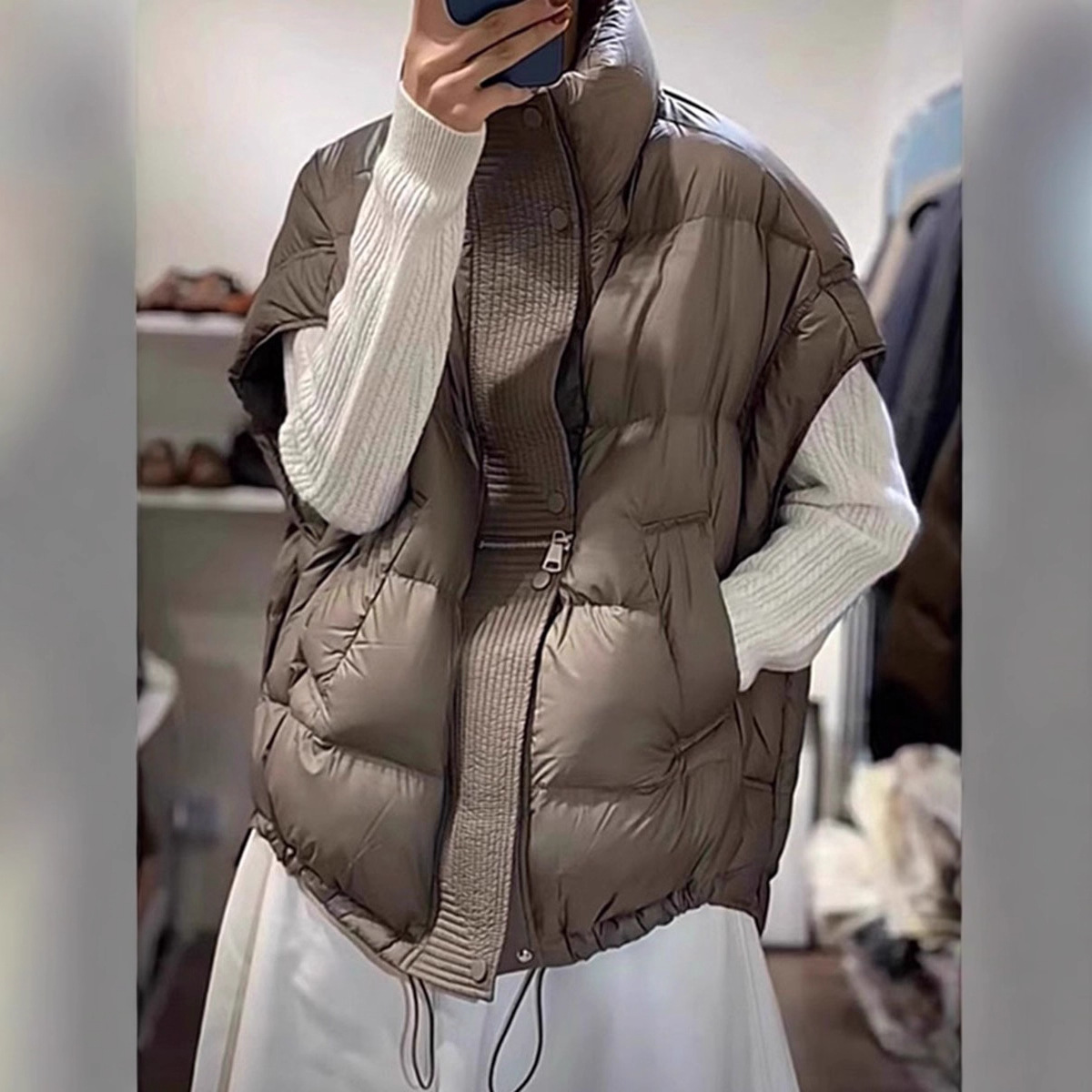 Cross-Border Autumn and Winter New down Jacket Vest Women's Short Fashion Stand Collar Large Size Vest Vest Vest Jacket Trendy