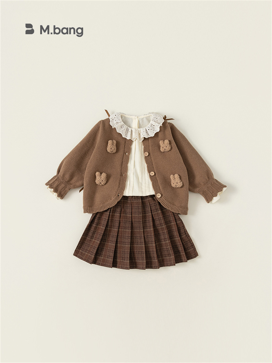 Babycity niños camisa de primavera y otoño ropa de las niñas collar de la muñeca camisa de color sólido estilo coreano superior estilo occidental QY23281